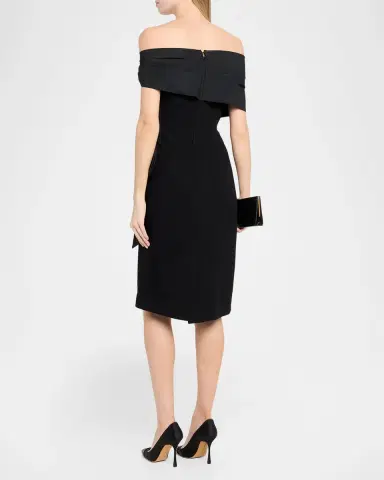 Rickie Freeman for Teri Jon Off-Shoulder Taffeta Wrap Crepe Dress | Thumbnail 3 Rickie Freeman for Teri Jon Off-Shoulder Taffeta Wrap Crepe Dress | Thumbnail 3