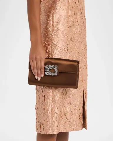 Roger Vivier Efflorescence Rhinestone Buckle Satin Clutch Bag | Thumbnail 2 Roger Vivier Efflorescence Rhinestone Buckle Satin Clutch Bag | Thumbnail 2