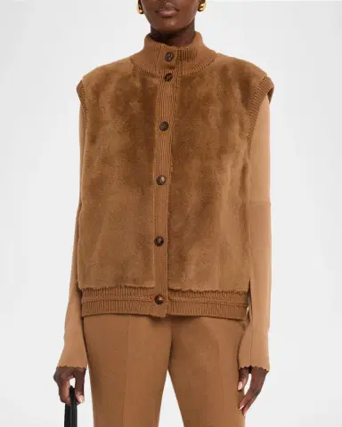 Lafayette 148 New York Button-Front Shearling Vest | Thumbnail 4 Lafayette 148 New York Button-Front Shearling Vest | Thumbnail 4