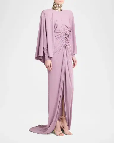 Valentino Garavani Sequined Turtleneck Draped Cape Backless Gown | Thumbnail 4 Valentino Garavani Sequined Turtleneck Draped Cape Backless Gown | Thumbnail 4