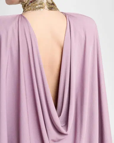 Valentino Garavani Sequined Turtleneck Draped Cape Backless Gown | Thumbnail 5 Valentino Garavani Sequined Turtleneck Draped Cape Backless Gown | Thumbnail 5