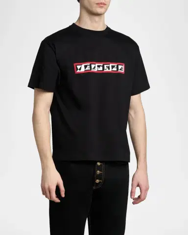 Versace Men's Cotton Graphic Logo Crewneck T-Shirt | Thumbnail 5 Versace Men's Cotton Graphic Logo Crewneck T-Shirt | Thumbnail 5