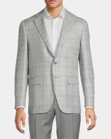 Canali Men's Wool Plaid Single-Breasted Sport Coat | Thumbnail 4 Canali Men's Wool Plaid Single-Breasted Sport Coat | Thumbnail 4