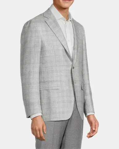Canali Men's Wool Plaid Single-Breasted Sport Coat | Thumbnail 6 Canali Men's Wool Plaid Single-Breasted Sport Coat | Thumbnail 6