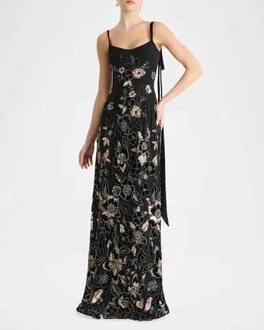 HELSI Dana Floral Beaded Column Gown | Thumbnail 2 HELSI Dana Floral Beaded Column Gown | Thumbnail 2