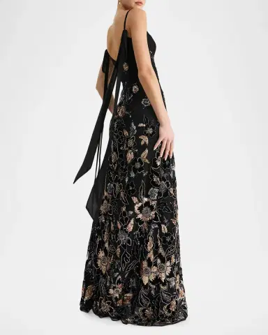 HELSI Dana Floral Beaded Column Gown | Thumbnail 3 HELSI Dana Floral Beaded Column Gown | Thumbnail 3