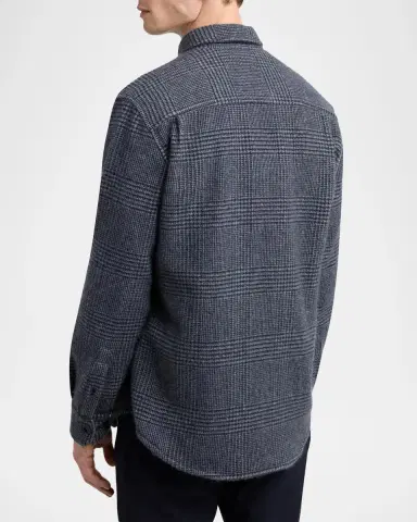 Brioni Men's Vagabond Cashmere Plaid Overshirt | Thumbnail 3 Brioni Men's Vagabond Cashmere Plaid Overshirt | Thumbnail 3