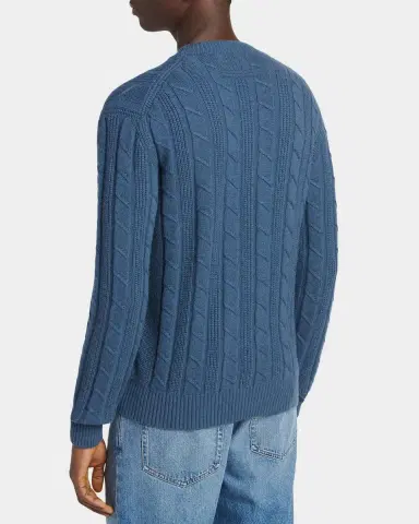 Zegna Men's Oasi Cashmere Cable Crewneck Sweater | Thumbnail 3 Zegna Men's Oasi Cashmere Cable Crewneck Sweater | Thumbnail 3