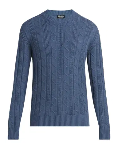 Zegna Men's Oasi Cashmere Cable Crewneck Sweater | Thumbnail 1 Zegna Men's Oasi Cashmere Cable Crewneck Sweater | Thumbnail 1