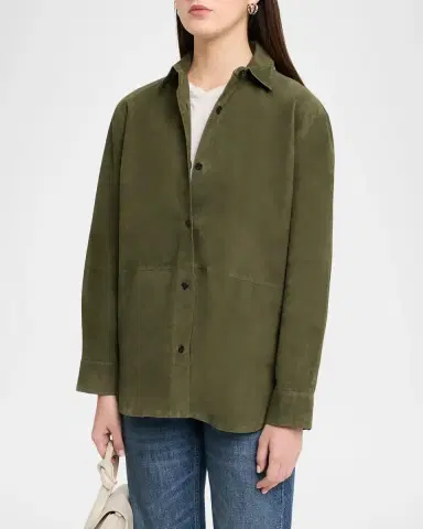 Theory Long-Sleeve Suede Menswear Shirt | Thumbnail 4 Theory Long-Sleeve Suede Menswear Shirt | Thumbnail 4