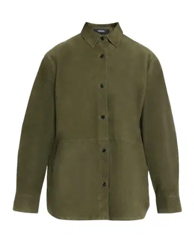 Theory Long-Sleeve Suede Menswear Shirt | Thumbnail 1 Theory Long-Sleeve Suede Menswear Shirt | Thumbnail 1