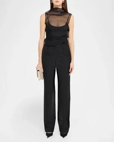 Brandon Maxwell Vienna Cowl-Neck Silk Georgette Drape Tank Top | Thumbnail 2 Brandon Maxwell Vienna Cowl-Neck Silk Georgette Drape Tank Top | Thumbnail 2