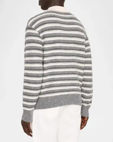 OFFICINE GÉNÉRALE Men's Wool Stripe Polo Sweater | Thumbnail 3 OFFICINE GÉNÉRALE Men's Wool Stripe Polo Sweater | Thumbnail 3