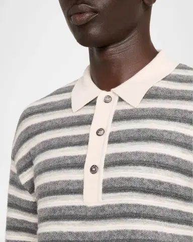 OFFICINE GÉNÉRALE Men's Wool Stripe Polo Sweater | Thumbnail 5 OFFICINE GÉNÉRALE Men's Wool Stripe Polo Sweater | Thumbnail 5