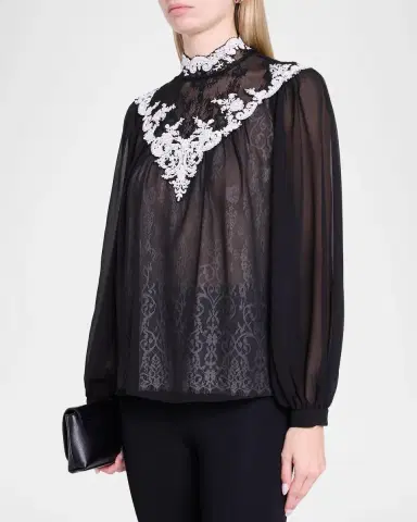 Kobi Halperin Teagan Lace-Embroidered Blouse | Thumbnail 4 Kobi Halperin Teagan Lace-Embroidered Blouse | Thumbnail 4