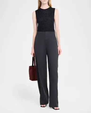 Vince Dotted Wool-Blend Shell Top | Thumbnail 2 Vince Dotted Wool-Blend Shell Top | Thumbnail 2
