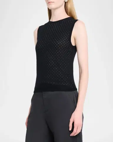 Vince Dotted Wool-Blend Shell Top | Thumbnail 4 Vince Dotted Wool-Blend Shell Top | Thumbnail 4