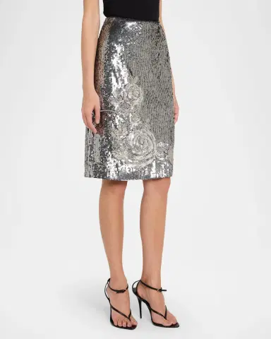Ungaro Rachel Sequin Floral Straight Mini Skirt | Thumbnail 4 Ungaro Rachel Sequin Floral Straight Mini Skirt | Thumbnail 4