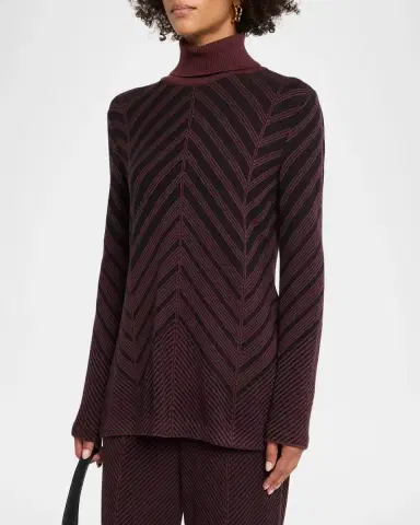 Misook Chevron Turtleneck Knit Tunic Sweater | Thumbnail 4 Misook Chevron Turtleneck Knit Tunic Sweater | Thumbnail 4