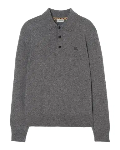Burberry Men's Carson EKD Cashmere-Blend Polo Shirt | Thumbnail 1 Burberry Men's Carson EKD Cashmere-Blend Polo Shirt | Thumbnail 1