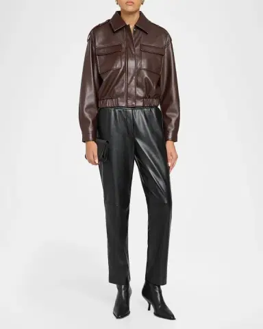 Elie Tahari Madelyn Tapered Vegan Leather Pants | Thumbnail 2 Elie Tahari Madelyn Tapered Vegan Leather Pants | Thumbnail 2