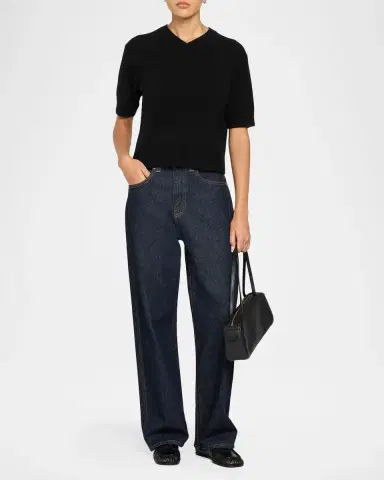 Theory Cashmere Short-Sleeved Crop Sweater | Thumbnail 2 Theory Cashmere Short-Sleeved Crop Sweater | Thumbnail 2