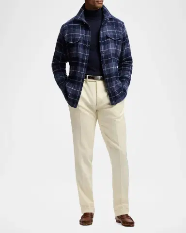 Ralph Lauren Purple Label Men's Plaid Cashmere Western Shirt | Thumbnail 2 Ralph Lauren Purple Label Men's Plaid Cashmere Western Shirt | Thumbnail 2
