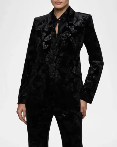 L'Agence Chamberlain Butterfly Jacquard Velvet Blazer | Thumbnail 4 L'Agence Chamberlain Butterfly Jacquard Velvet Blazer | Thumbnail 4