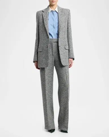 Tom Ford Sequined Broken Chevron Tweed Wide-Leg Tailored Pants | Thumbnail 2 Tom Ford Sequined Broken Chevron Tweed Wide-Leg Tailored Pants | Thumbnail 2