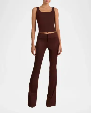 Alice + Olivia Olivia Low-Rise Wool Sateen Bootcut Pants | Thumbnail 2 Alice + Olivia Olivia Low-Rise Wool Sateen Bootcut Pants | Thumbnail 2