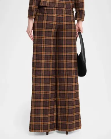 Alice + Olivia Olivia Plaid Low-Rise Wide-Leg Pants | Thumbnail 3 Alice + Olivia Olivia Plaid Low-Rise Wide-Leg Pants | Thumbnail 3