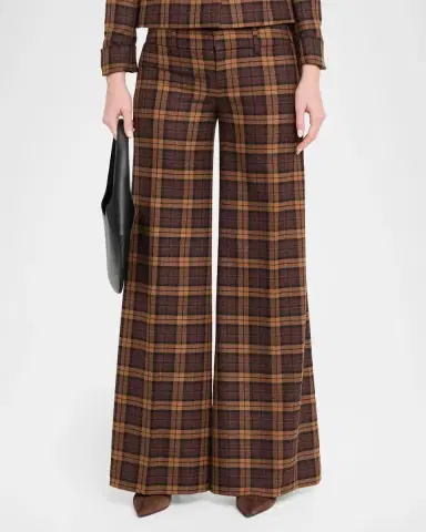 Alice + Olivia Olivia Plaid Low-Rise Wide-Leg Pants | Thumbnail 4 Alice + Olivia Olivia Plaid Low-Rise Wide-Leg Pants | Thumbnail 4