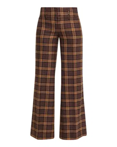 Alice + Olivia Olivia Plaid Low-Rise Wide-Leg Pants | Thumbnail 1 Alice + Olivia Olivia Plaid Low-Rise Wide-Leg Pants | Thumbnail 1