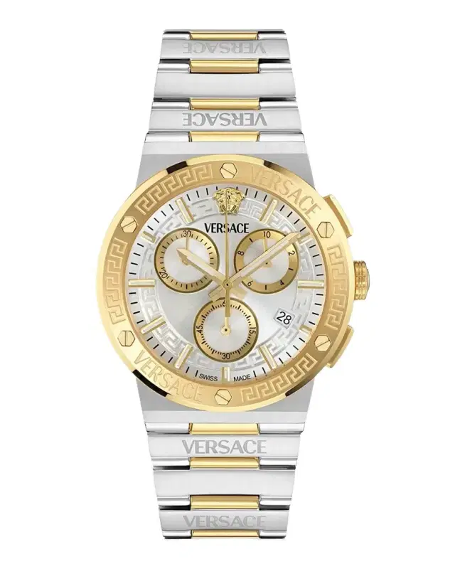 Men's Greca Logo Chrono 40mm Two-Tone Bracelet Watch Men's Greca Logo Chrono 40mm Two-Tone Bracelet Watch