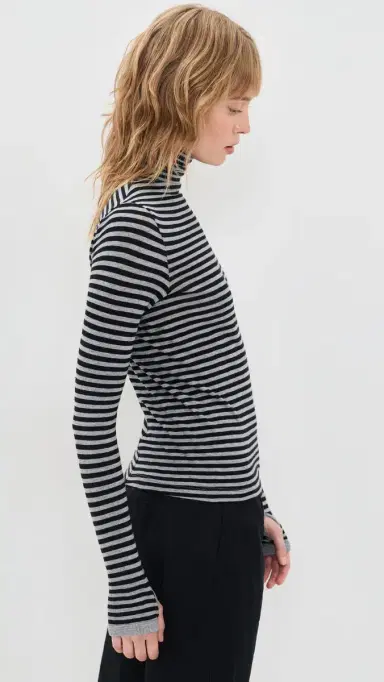 ENZA COSTA New Classic Striped Turtleneck Top | Thumbnail 4 ENZA COSTA New Classic Striped Turtleneck Top | Thumbnail 4