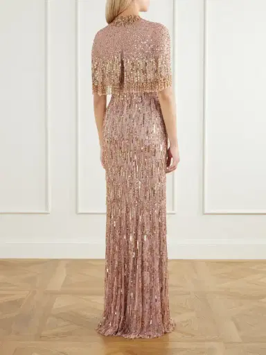 Jenny Packham Leia Cape-detailed Sequin-embellished Gown | Thumbnail 3 Jenny Packham Leia Cape-detailed Sequin-embellished Gown | Thumbnail 3