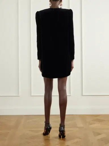 Valentino Garavani Lace-trimmed Cotton-velvet Mini Dress | Thumbnail 3 Valentino Garavani Lace-trimmed Cotton-velvet Mini Dress | Thumbnail 3