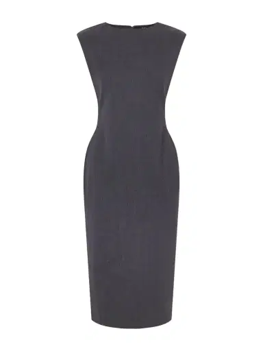 Jacquemus La Robe Alba Ruched-detail Drill Midi Dress | Thumbnail 1 Jacquemus La Robe Alba Ruched-detail Drill Midi Dress | Thumbnail 1