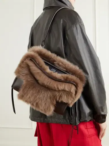 Loewe Amazona 180 Medium Shearling-trimmed Leather Shoulder Bag | Thumbnail 2 Loewe Amazona 180 Medium Shearling-trimmed Leather Shoulder Bag | Thumbnail 2