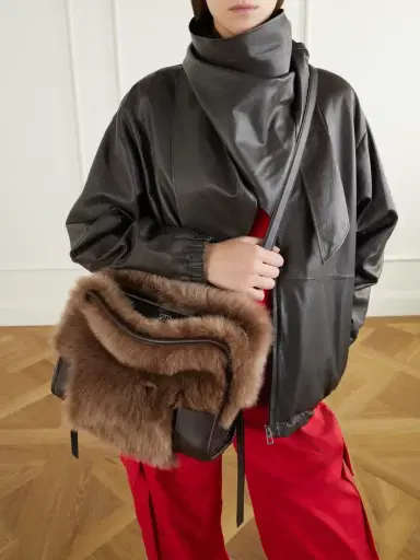 Loewe Amazona 180 Medium Shearling-trimmed Leather Shoulder Bag | Thumbnail 6 Loewe Amazona 180 Medium Shearling-trimmed Leather Shoulder Bag | Thumbnail 6
