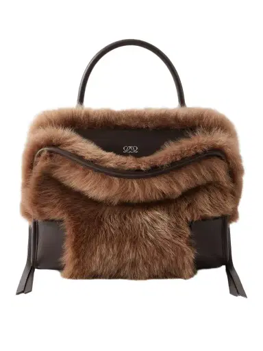 Loewe Amazona 180 Medium Shearling-trimmed Leather Shoulder Bag | Thumbnail 1 Loewe Amazona 180 Medium Shearling-trimmed Leather Shoulder Bag | Thumbnail 1