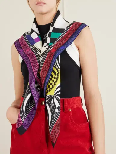 Versace Medusa Collage Print Silk Foulard | Thumbnail 3 Versace Medusa Collage Print Silk Foulard | Thumbnail 3