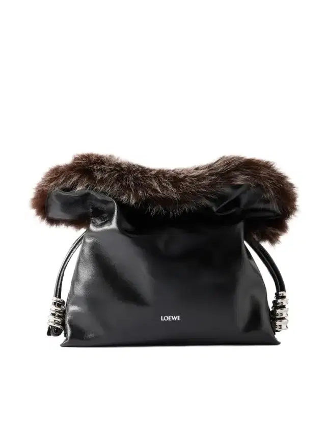 Flamenco Medium Shearling-trimmed Leather Clutch Flamenco Medium Shearling-trimmed Leather Clutch