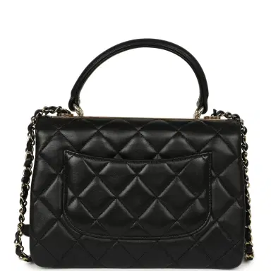 Chanel Chanel Medium Trendy CC Top Handle Flap Black Lambskin Light Gold Hardware | Thumbnail 4 Chanel Chanel Medium Trendy CC Top Handle Flap Black Lambskin Light Gold Hardware | Thumbnail 4