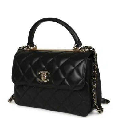 Chanel Chanel Medium Trendy CC Top Handle Flap Black Lambskin Light Gold Hardware | Thumbnail 5 Chanel Chanel Medium Trendy CC Top Handle Flap Black Lambskin Light Gold Hardware | Thumbnail 5