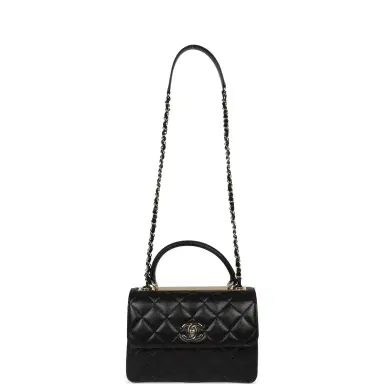 Chanel Chanel Medium Trendy CC Top Handle Flap Black Lambskin Light Gold Hardware | Thumbnail 7 Chanel Chanel Medium Trendy CC Top Handle Flap Black Lambskin Light Gold Hardware | Thumbnail 7