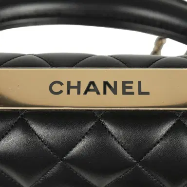 Chanel Chanel Medium Trendy CC Top Handle Flap Black Lambskin Light Gold Hardware | Thumbnail 8 Chanel Chanel Medium Trendy CC Top Handle Flap Black Lambskin Light Gold Hardware | Thumbnail 8