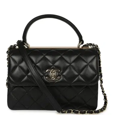 Chanel Chanel Medium Trendy CC Top Handle Flap Black Lambskin Light Gold Hardware | Thumbnail 1 Chanel Chanel Medium Trendy CC Top Handle Flap Black Lambskin Light Gold Hardware | Thumbnail 1