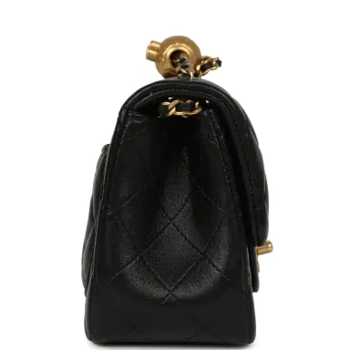 Chanel Chanel Mini Square Pearl Crush Flap Bag Black Lambskin Antique Gold Hardware | Thumbnail 3 Chanel Chanel Mini Square Pearl Crush Flap Bag Black Lambskin Antique Gold Hardware | Thumbnail 3