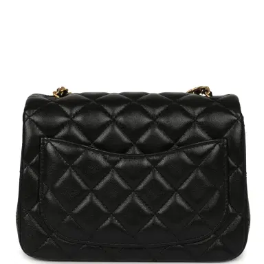 Chanel Chanel Mini Square Pearl Crush Flap Bag Black Lambskin Antique Gold Hardware | Thumbnail 4 Chanel Chanel Mini Square Pearl Crush Flap Bag Black Lambskin Antique Gold Hardware | Thumbnail 4